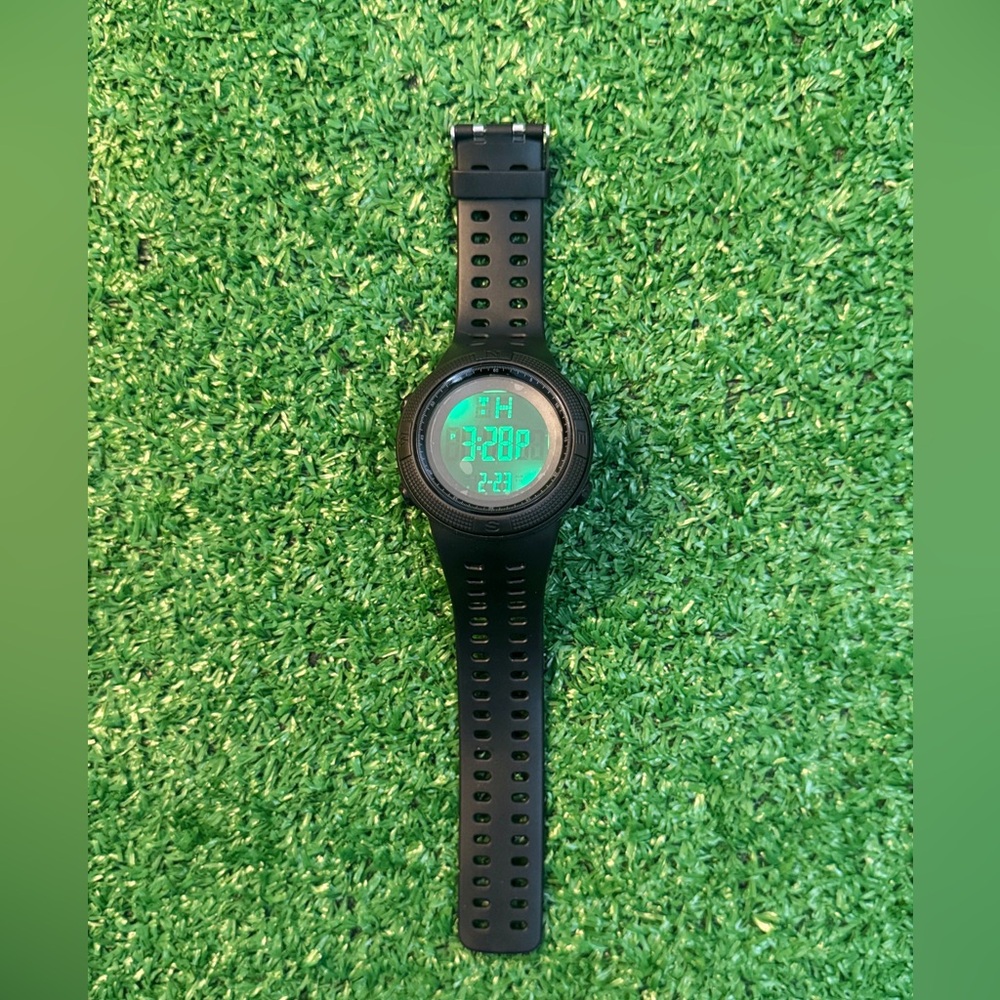 Black Smartwatch with Round Display and Silicone Band